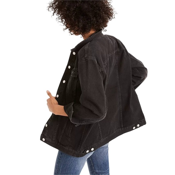 Madewell Oversized Boxy Black Denim Jean Jacket in Lunar Wash Womens size XS - Picture 1 of 11